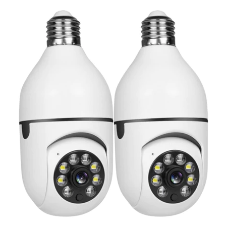 Kit 2 Câmeras De Segurança Lâmpada 360 WiFi IP HD Visão Noturna Sem Fio PTZ - Bivolt