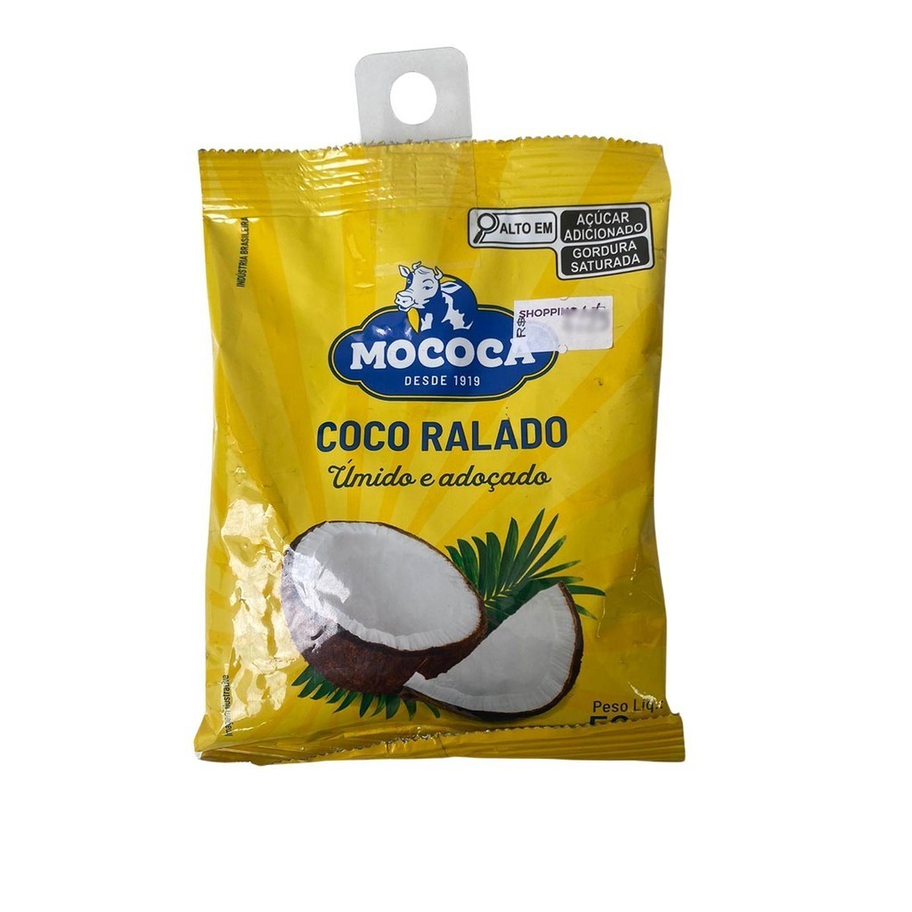 Coco ralado mococa 50 gramas umido e adoçado | Shopee Brasil