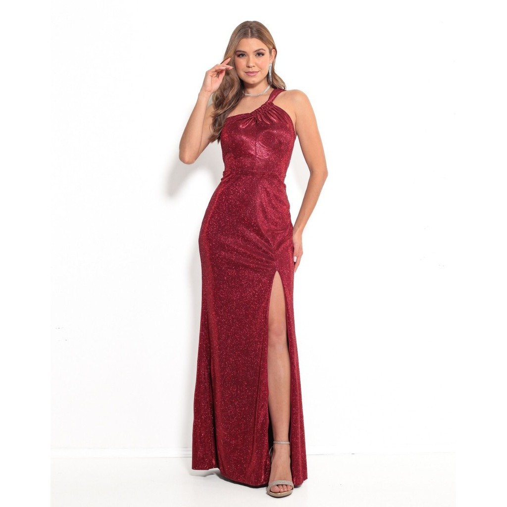 Vestido de Festa Nula Manga Sereia Marsala Mcoffee Festa Shopee Brasil