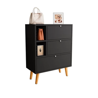 Sapateira Organizadora Com Portas Basculantes E Gaveta Preto Jm3 Classic
