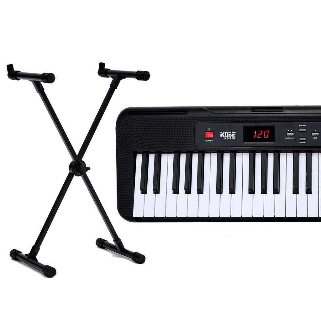 Kit Teclado Musical Kobe KB-150 5/8 61 Teclas Com Estante X