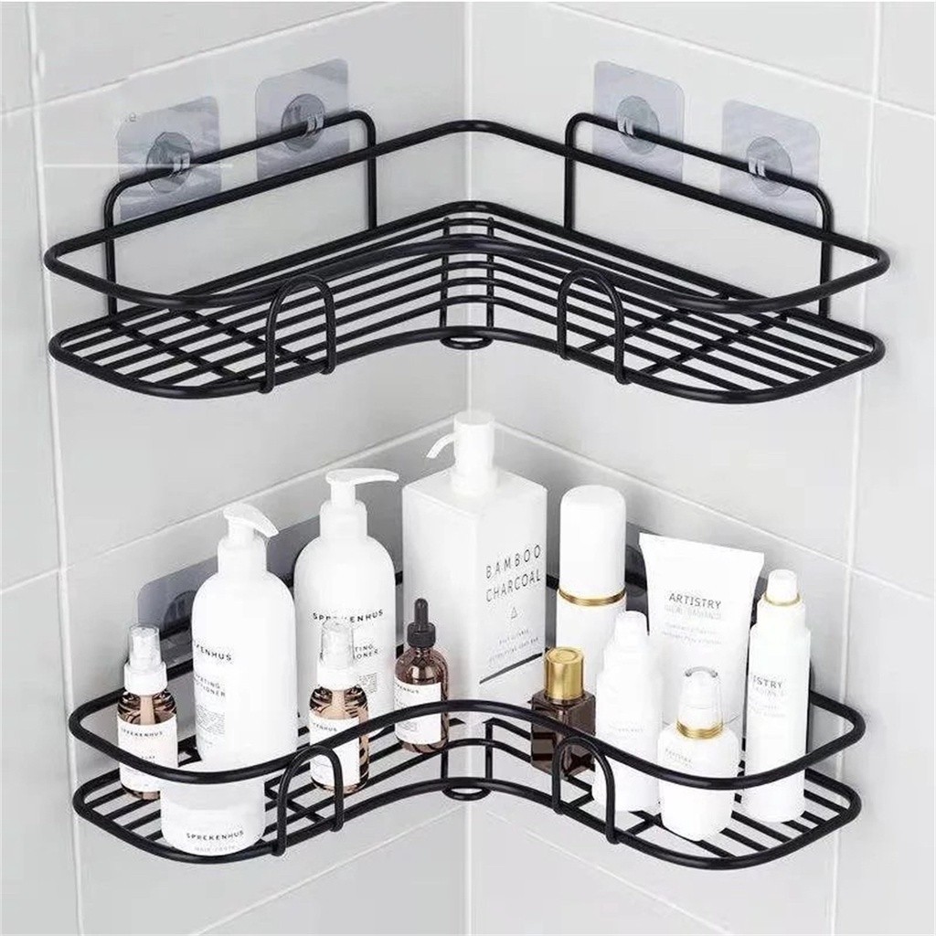 2 Prateleiras Suporte Com Alto Adesivos Para Parede Banheiro Cozinha lavanderia Shampoo E Sabonete