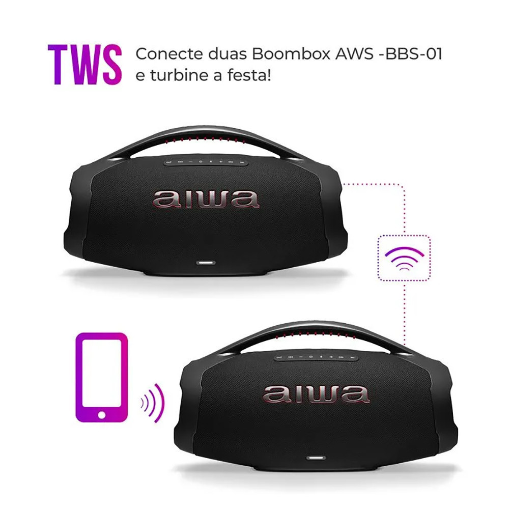 Caixa de Som AIWA Boombox Plus Bluetooth IP66 AWS-BBS-01B AIWA - 5