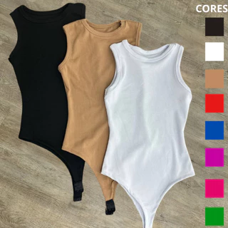 Kit 2 Body Feminino Canelado Anarruga de Algodão Regata