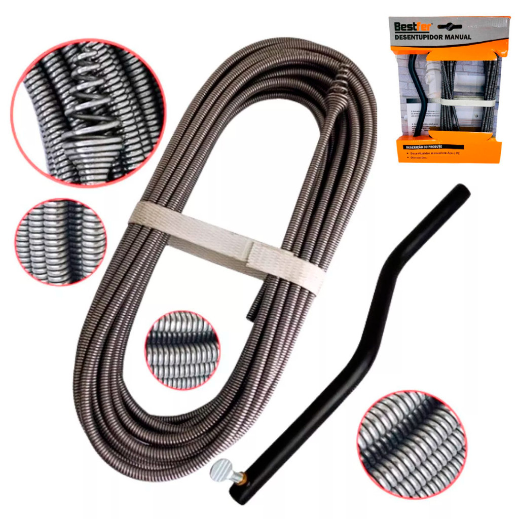 Desentupidor Bestfer Manual Tufão 5 e 10 Metros Profissional