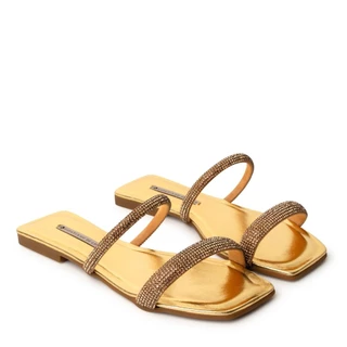 Rasteira Ouro Metalizado Tira Brilho Strass 1380.92_12