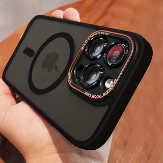 Luxo Magnético Acrílico Mate Para Magsafe Estojo De Carga Sem Fio iPhone 15 14 13 12 Pro Max 15 Plus Tampa De Proteção Total Da Lente