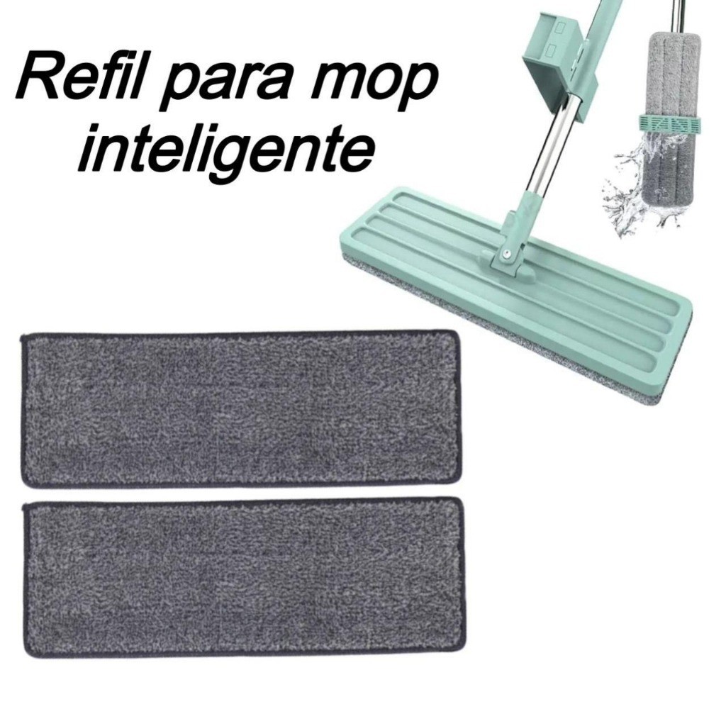 Kit 2 Refil Mop Inteligente Microfibra Rodo Mágico Lavável | Shopee Brasil