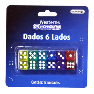Kit 12 Dados Coloridos 6 LadosJogos de Tabuleiro RPG