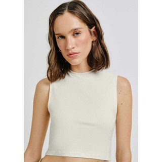 Regata Feminina Cropped Em Malha Com Elastano Hering