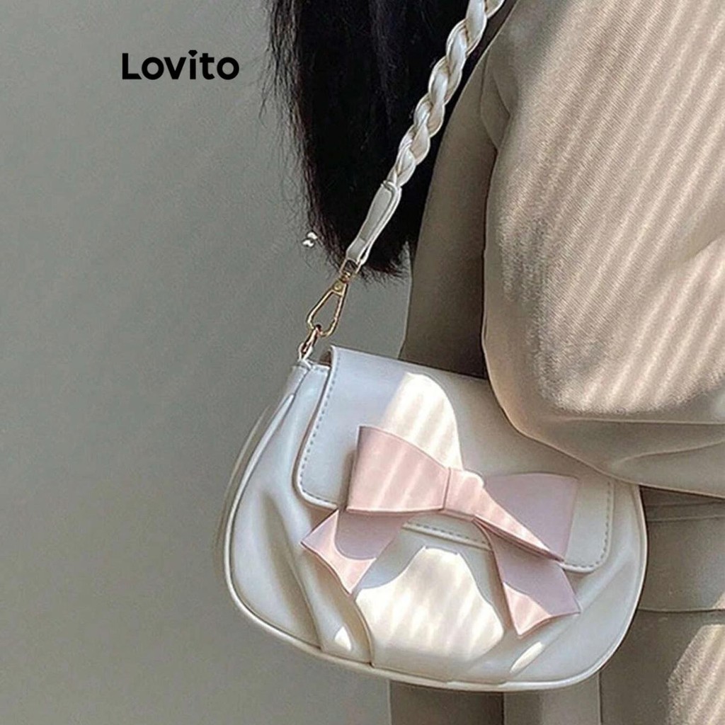 Lovito Casual Bolsa Feminina Lisa de Nuvem e Coração com Laço e Nó LFA20338