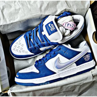 Born x Lifted x NK Dunk SB baixo antiderrapante e durável Low Top Board Shoes Azul Branco