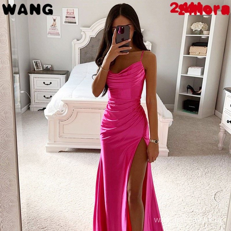 Vestido de corte fino de cor sólida para mulheres