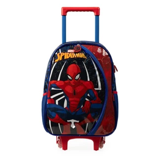 Mochila de Rodinha Infantil Masculina Homem Aranha Azul