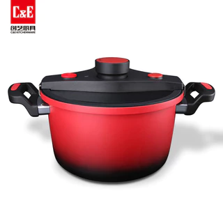Panela De Pressão Baixa 6 Litros Cerâmica Fechamento Externo Luxo - C&E Kitchenware
