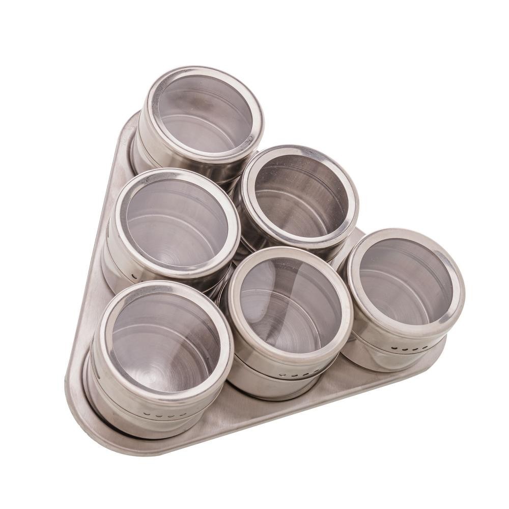 6 Porta Temperos Lyor de Aço Inox 80ml
