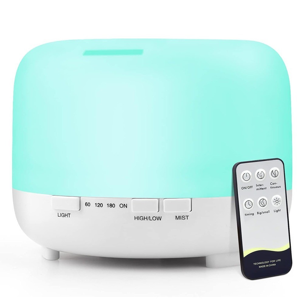 Difusor De Aromas Aromatizador Elétrico 500ML Led 7 Cores Com Controle Remoto Umidificador E Purificador De Ar Para A Sua Casa E O Ambiente De Trabalho