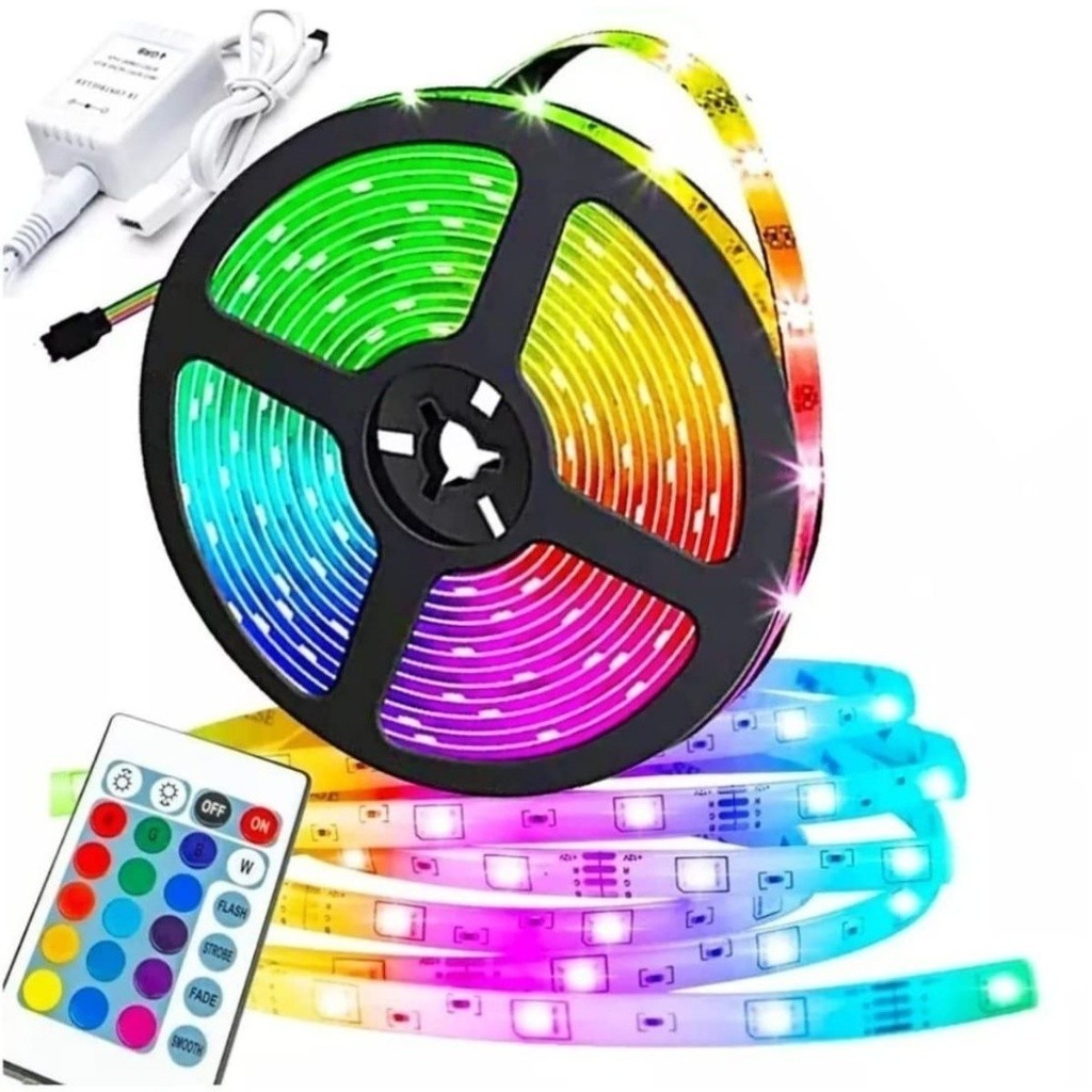 Fita Led Rgb M Leds Prova D Gua Controle Decora O Sanca Super Led Shopee Brasil