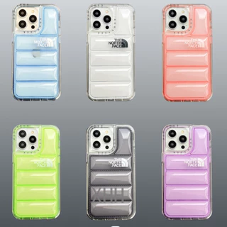 Capa Protetora Simples North Face Down Coat Para IPhone 15 14 13 12 11 Pro Max Espessada Anti-Queda Transparente Telefone 2 Em 1 Macia