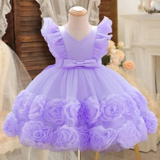NNJXD Vestido De Bebê Menina Princesa Verão Rosa Festa De Aniversário Para Meninas De 1-5 Anos