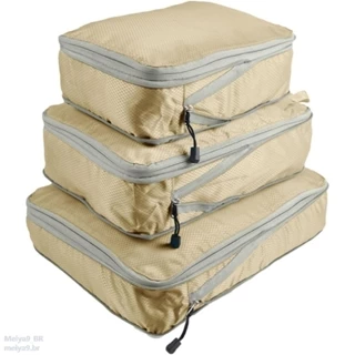 Cubo De Saco De Viagem , Conjunto De Três Peças Com Alças , Vários Tamanhos , Organizador De Malha De Compressão Para Roupas , Material De Férias , Preto , Tamanho Único
