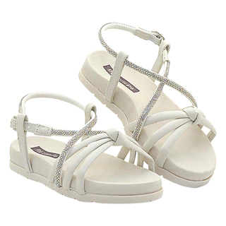 Sandália Infantil Feminina Birken Pé com Pé Brilho Strass Off White