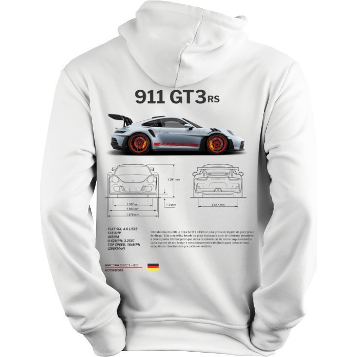 Blusa de Moletom Branco Personalizado Porsche 911 Gt3 Rs | Shopee Brasil