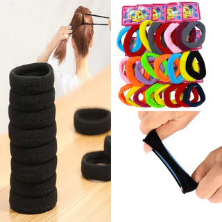 Kit 24 Pcs rabico Xuxinha De Cabelo Meia De Seda Grosso Prendedor Super Resistente Colorido/Preto