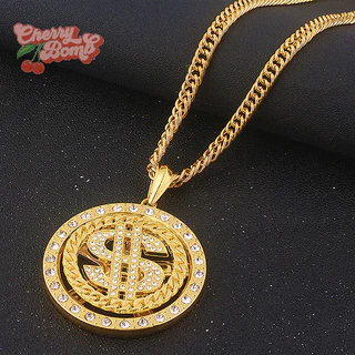 (Bomba De Cereja) Grande Colar De Dinheiro Rotativo Em Dólar Americano Pingente Rapper Hip Hop Novo