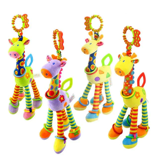 Desenvolvimento do bebê Soft Giraffe Animal Handbell Rattle Plush Giraffe Toys / Baby Giraffe Animal Rattle Toys para crianças infantis