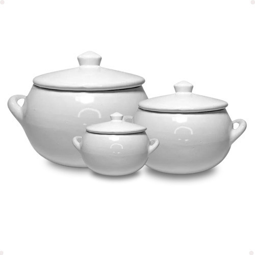 Kit 3 Sopeiras Porcelana Louça Cozinha Sopas Caldo Feijoada