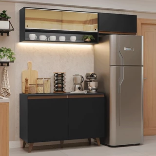 Armário de Cozinha Compacta 190cm Preto Reims Madesa 07 em Oferta na Shopee