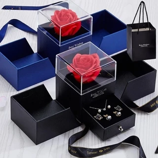 Sabonete Gaveta Flores Organizadores De Jóias Rosa Eterna Colar De Tampa Transparente Estojo Para Brincos Festa De Casamento Caixa De Anel Acrílico Embalagem O Dia Dos Namorados