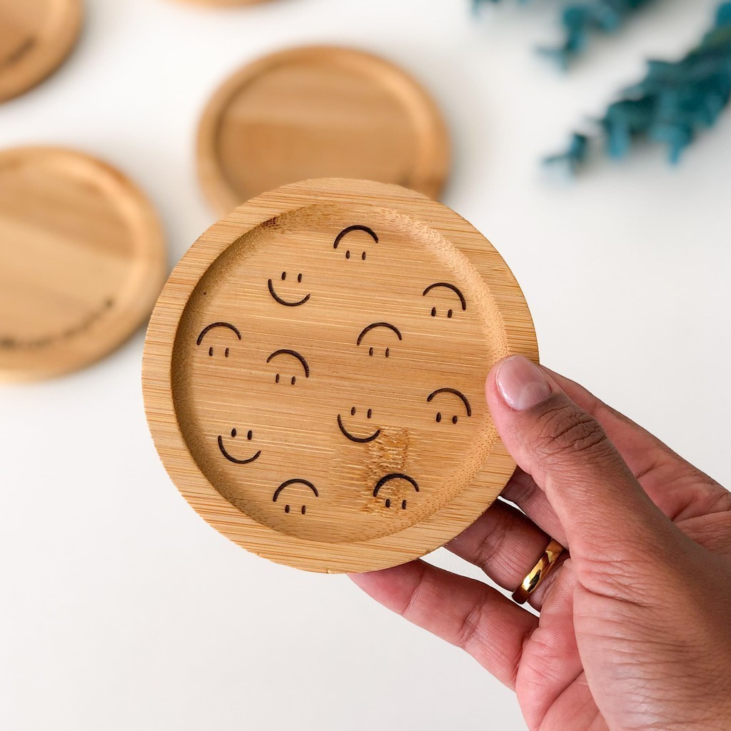 Porta Copo Personalizado em Bambu 10 cm