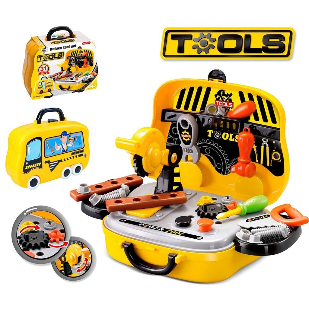 Maleta De Ferramentas Com Rodinhas 3 Em 1 Brinquedo Pedagogico Bancada ...