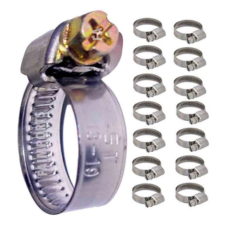 Abraçadeira De Metal P/ Mangueira Aço Inox 15 Pçs Reforçada