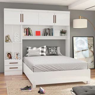 Guarda Roupa Modulado com Cama Paris 4 Portas 2 Gavetas em Oferta na Shopee