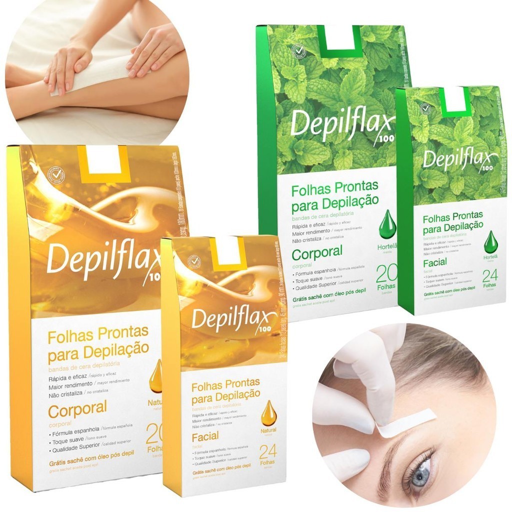 Kit 4 Cx Folha Pronta Depilação Facial Buço Sobrancelha e Corporal ...