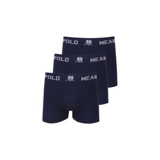 Kit 3 Cuecas Masculinas Boxer Microfibra Lisa Polo Wear Azul Escuro