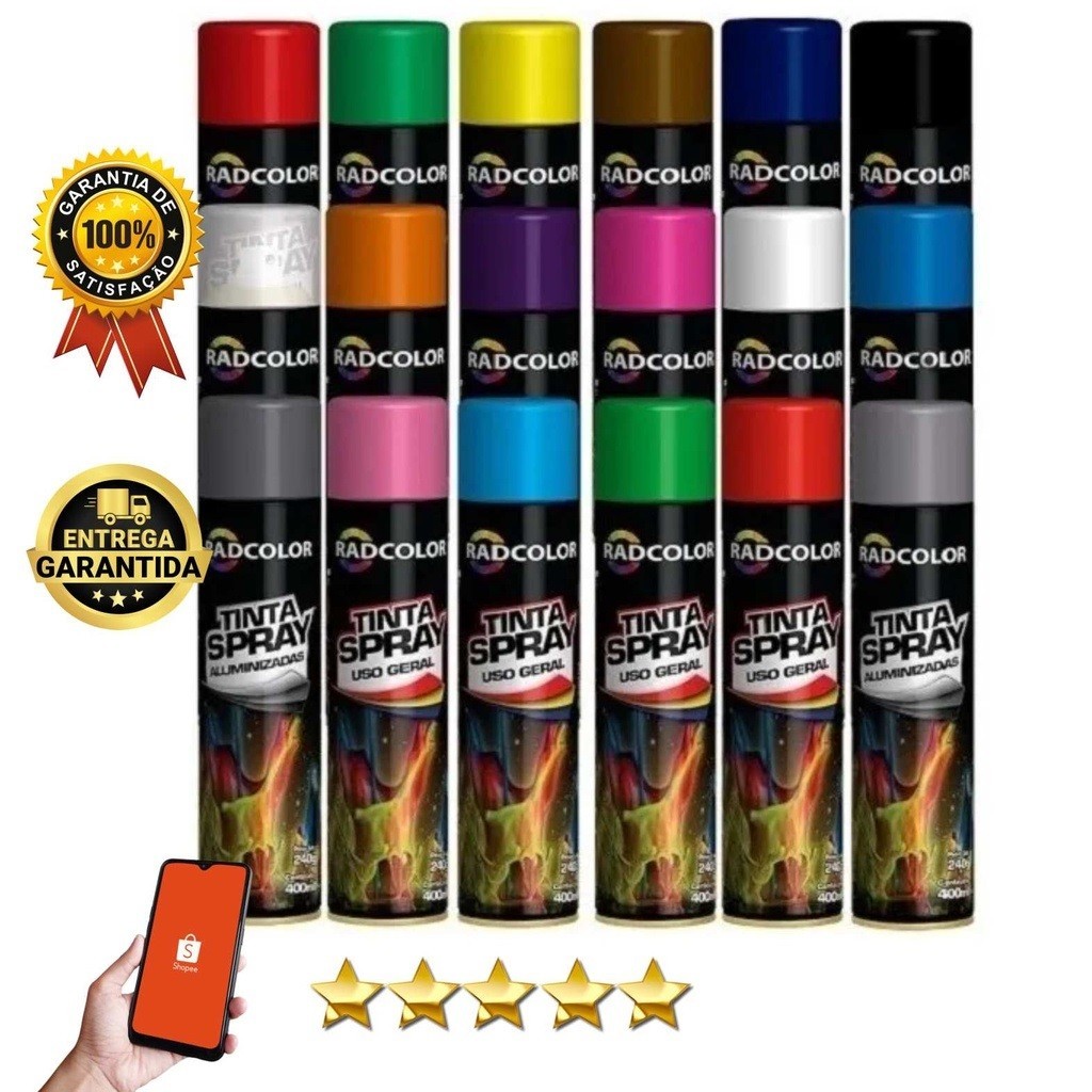 Tinta Spray Uso Geral e Automotivo Diversas Cores 400ml Radcolor ...
