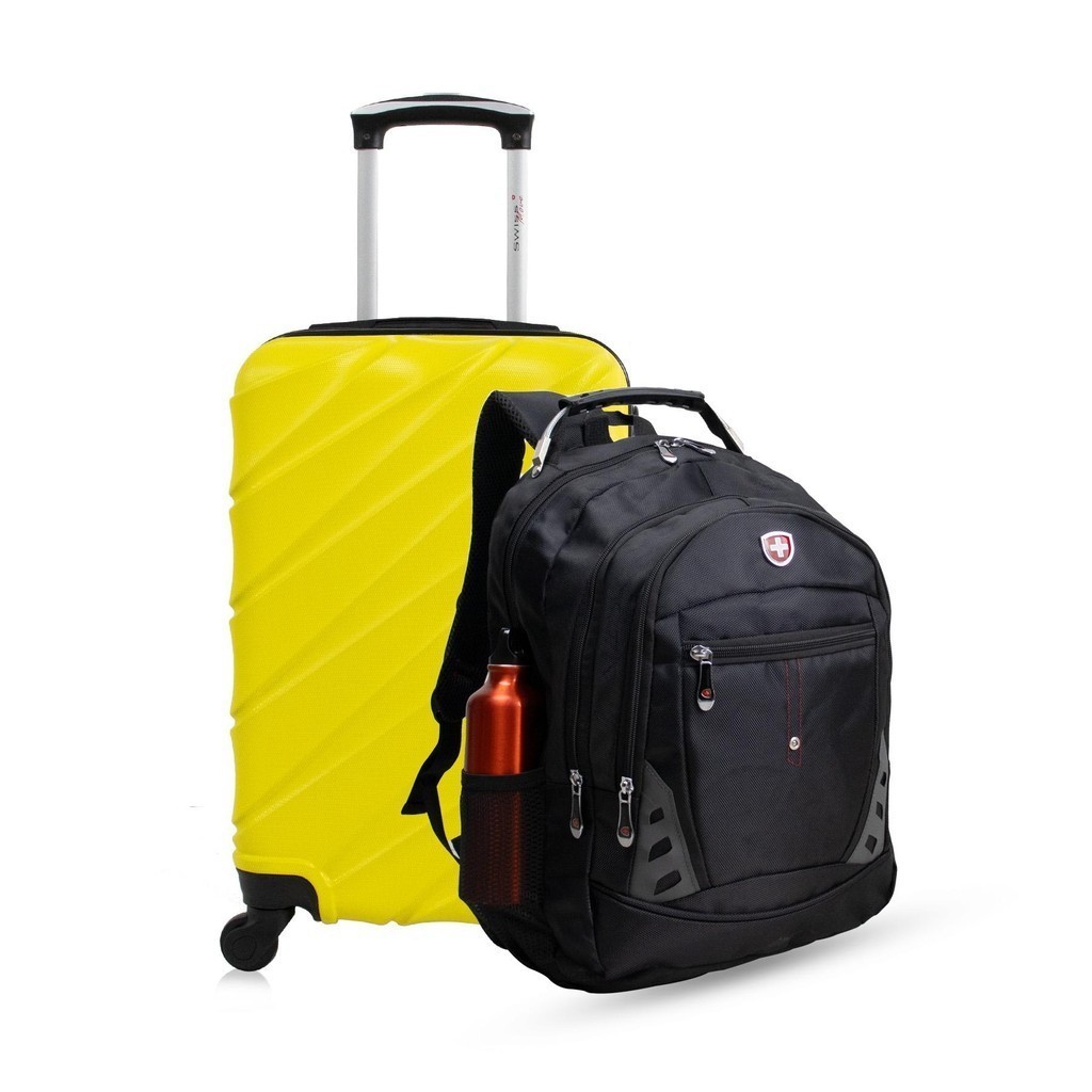 Kit mala de bordo amarela Havana + Mochila Interlagos Swiss Move