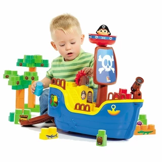 Brinquedo Didático Navio Pirata Com 30 Blocos Para Bebê