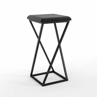 Banqueta Z Média 60cm com Armação de Metal Preto com Assento