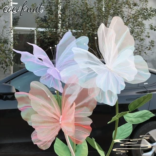 COCOFRUIT Borboleta Artificial , 50cm Fio De Seda Falsa , Festa De Casamento Gigante Gaze Decoração De Férias Exibição Tridimensional