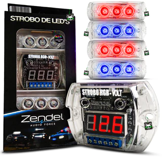 Kit 4 Faróis Strobos Automotivos + Central Zendel RGB Volt Mp V4 Led Ultra Forte