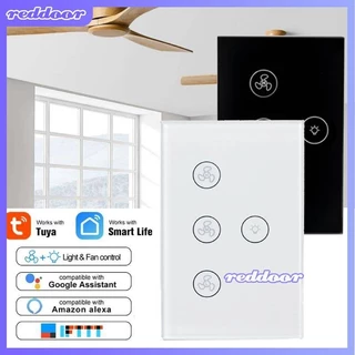 Ventilador wi-fi inteligente interruptor de luz ventilador de teto painel da lâmpada tuya remoto várias velocidades ajustar controle de voz alexa google home precisa de fio neutro reddoor