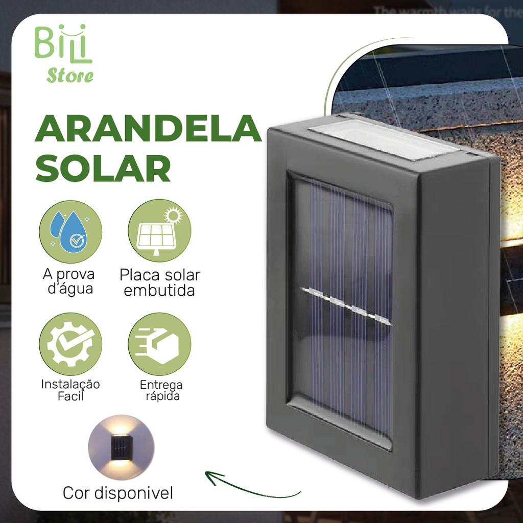 Luminária Arandela Solar LED Slim 2 Focos de luz quente para parede
