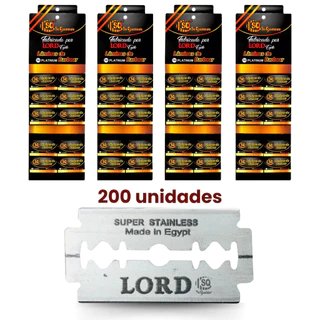 Kit 200 Lâminas De Barbear Lord Egito Platinum Profissional
