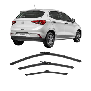 Kit 3 Palhetas Fiat Argo 2018 2019 2020 2021 2022 2023 2024 Limpador de parabrisa dianteiro+Traseiro