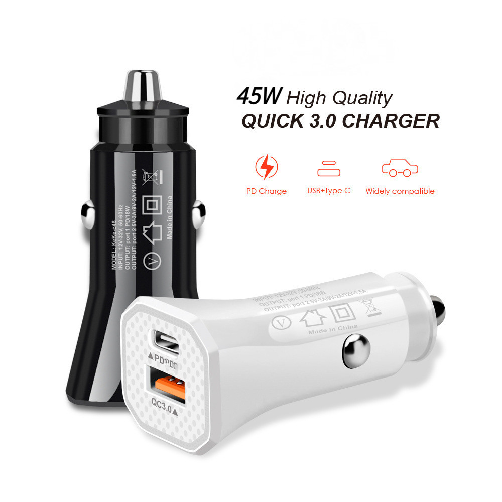 INOVA Carregador de carro 45W Carregamento rápido 2 portas PD QC3.0 USB
